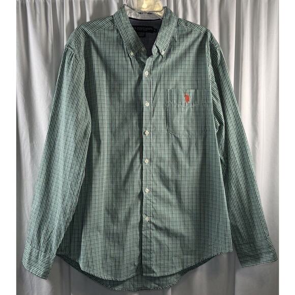US POLO ASSN Long Sleeves Button Down Shirt, Green/White/ Black, Sz: XL, 77-07 - Picture 13 of 13